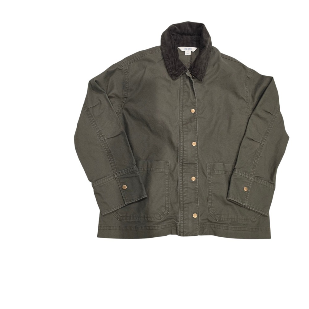 Old Navy Womens Barn Jacket Heritage Green Corduroy Collar Utility Coat M